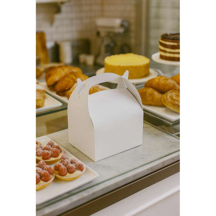 Boîte pâtissière carton blanche avec anse 180x160mm H160mm - 50Pcs