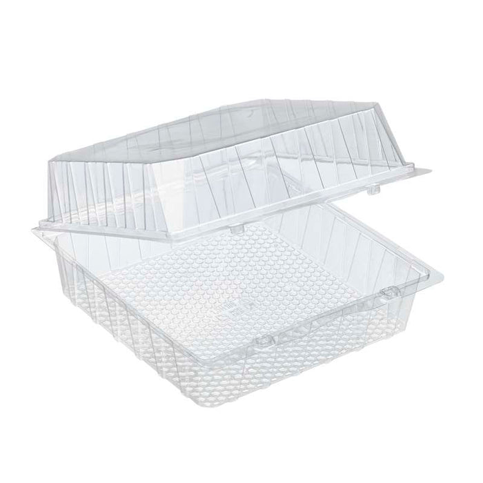Boîte pâtissière carrée transparente à couvercle charnière 220x220mm H100mm - 225Pcs