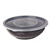 Bol plastique PP rond noir avec couvercle transparent   H53mm 720ml-150Pcs