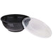 Bol negro redondo PP con tapa transparente 200ml Ø92mm A59mm - 50Uds
