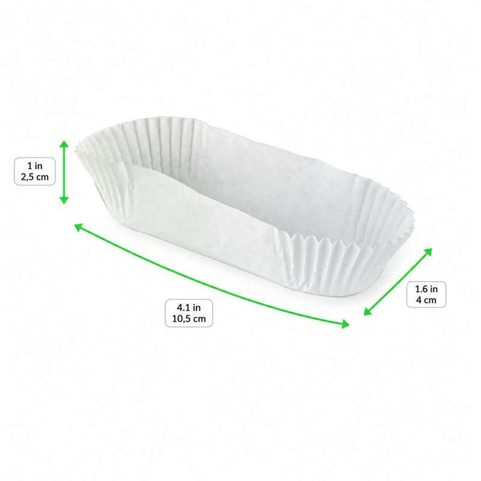 Caissette papier de cuisson ovale blanche ingraissable  105x40mm H25mm-1000Pcs