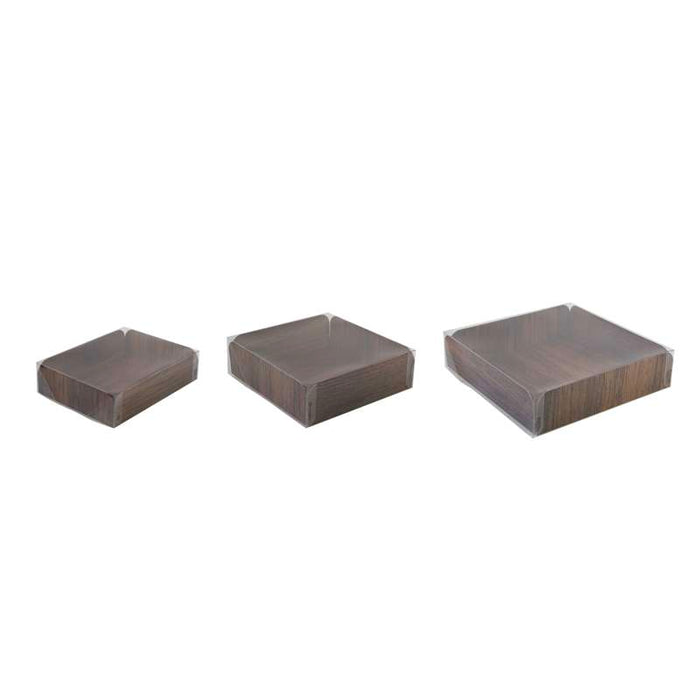 Carré rainé carton décor bois double face+Couv. PET  254x254mm H63,5mm-100Pcs