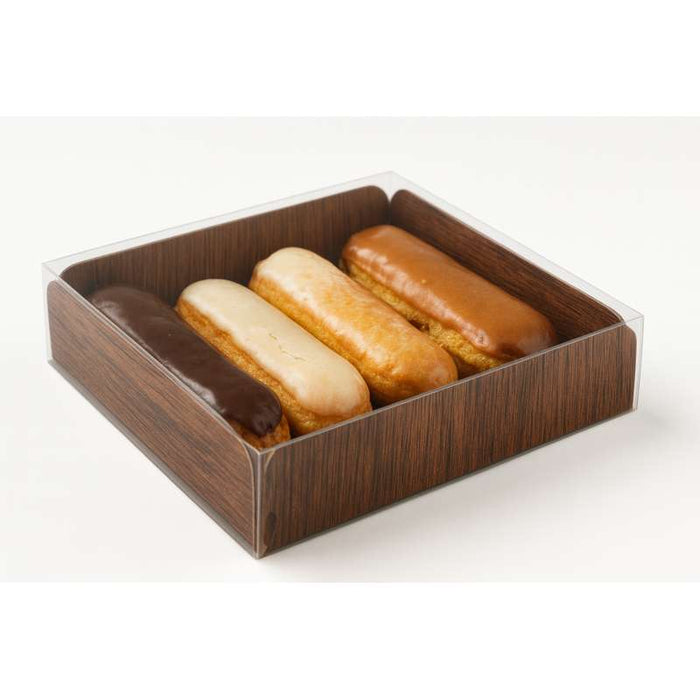 Carré rainé carton décor bois double face+Couv. PET  254x254mm H63,5mm-100Pcs