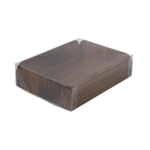 Rectangle rainé carton, décor bois 2 faces + couv. Pet  152,4x203,2mm H50,8mm-100Pcs