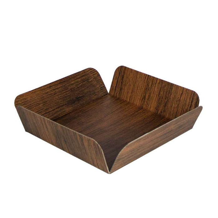Carré rainé décor bois double face avec couvercle PET 203x203mm H64mm - 100Pcs