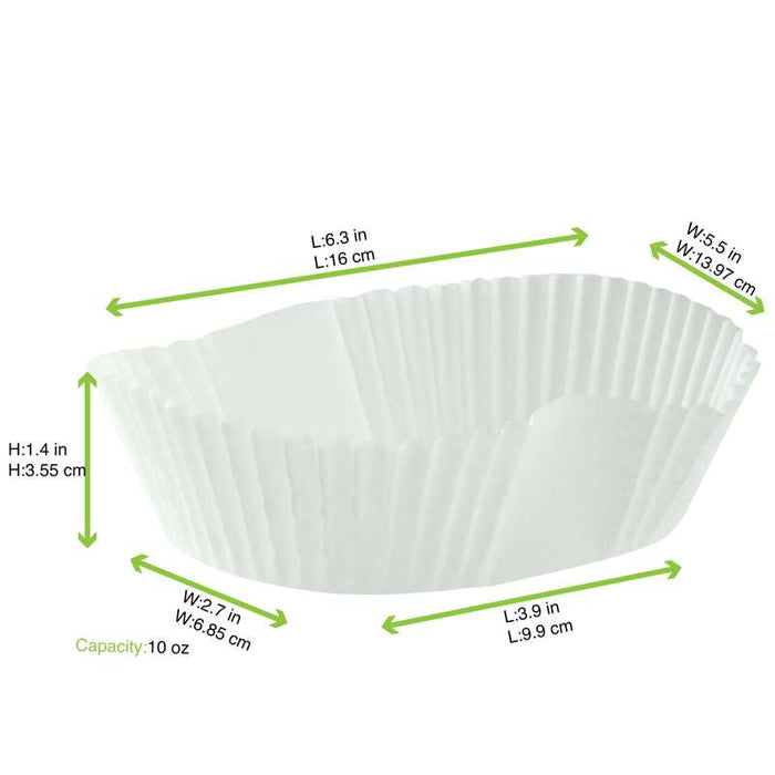 Caissette ovale de cuisson en papier siliconé blanc 145x115mm H35mm - 100Pcs