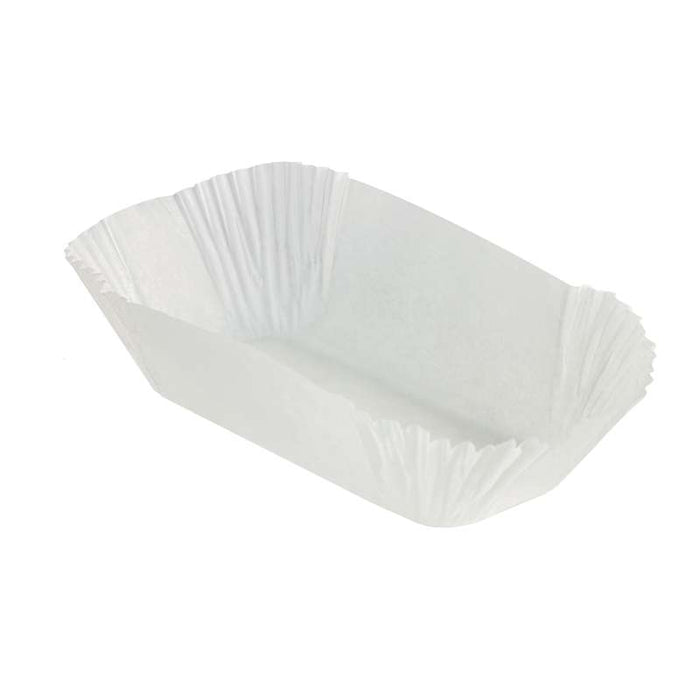 Caissette de cuisson ovale en papier siliconé blanc 100x50mm H35mm - 100Pcs