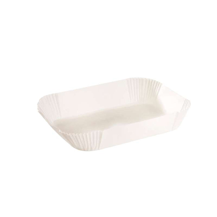 Caissette ovale de cuisson en papier siliconé blanc 205x145mm H45mm - 50Pcs