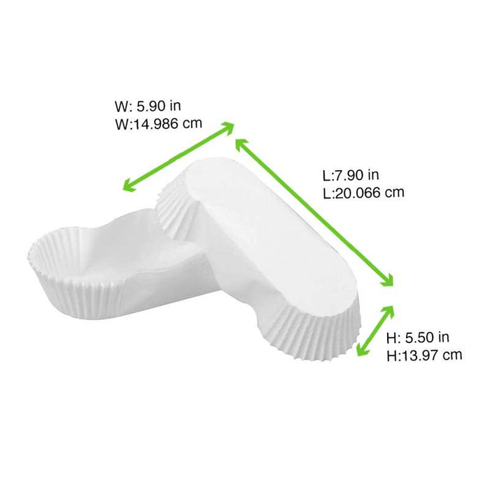 Caissette papier de cuisson ovale blanche siliconée 155x75mm H57mm-50Pcs