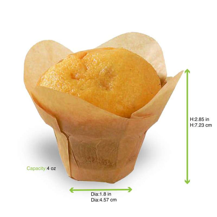 Caissette de cuisson forme lotus en papier brun siliconé   H72mm-1000Pcs