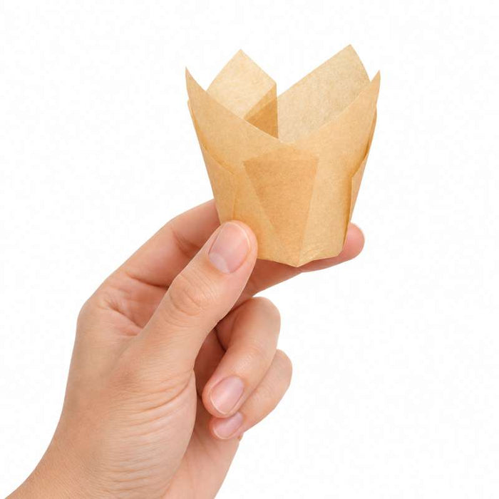 Caissette tulipe de cuisson en papier siliconé brun H60mm - 1000Pcs