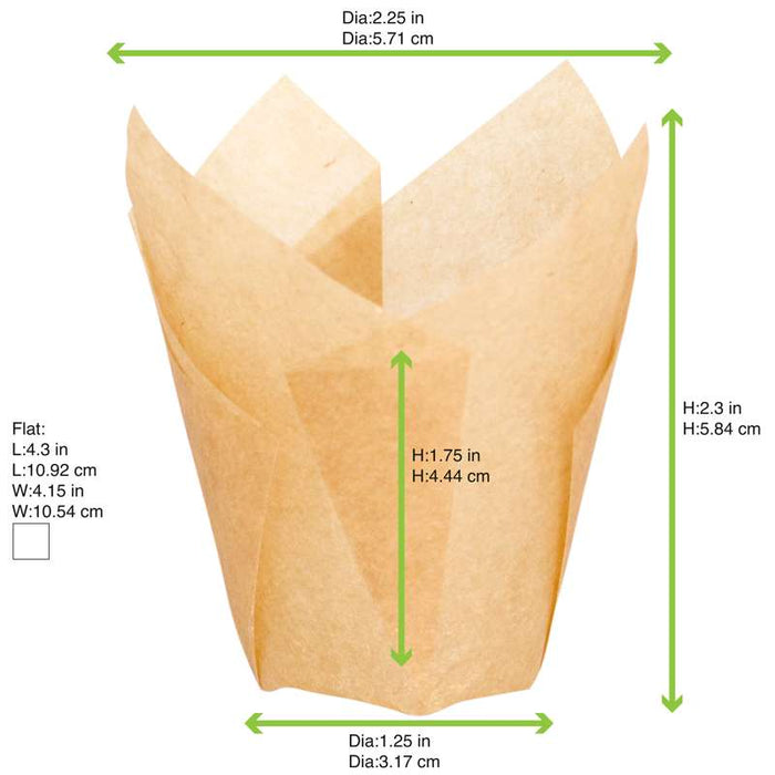 Caissette tulipe de cuisson en papier siliconé brun H60mm - 1000Pcs