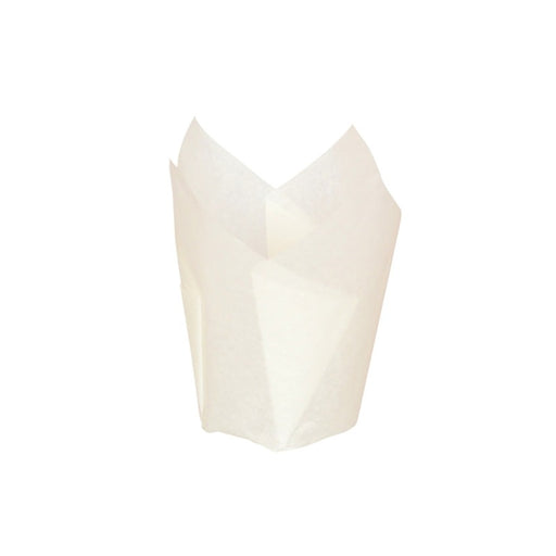 Caissette de cuisson forme tulipe en papier blanc siliconé   H80mm-1200Pcs