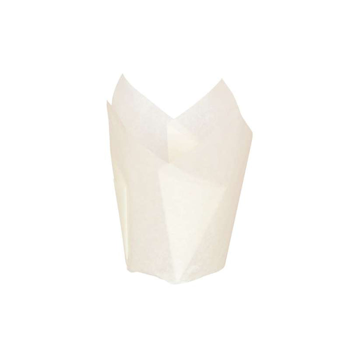 Caissette de cuisson forme tulipe en papier blanc siliconé   H80mm-1200Pcs