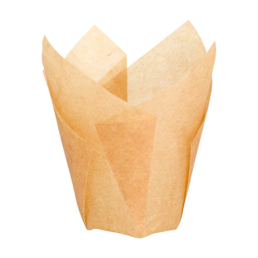 Caissette de cuisson forme tulipe en papier brun siliconé  H90mm-1000Pcs