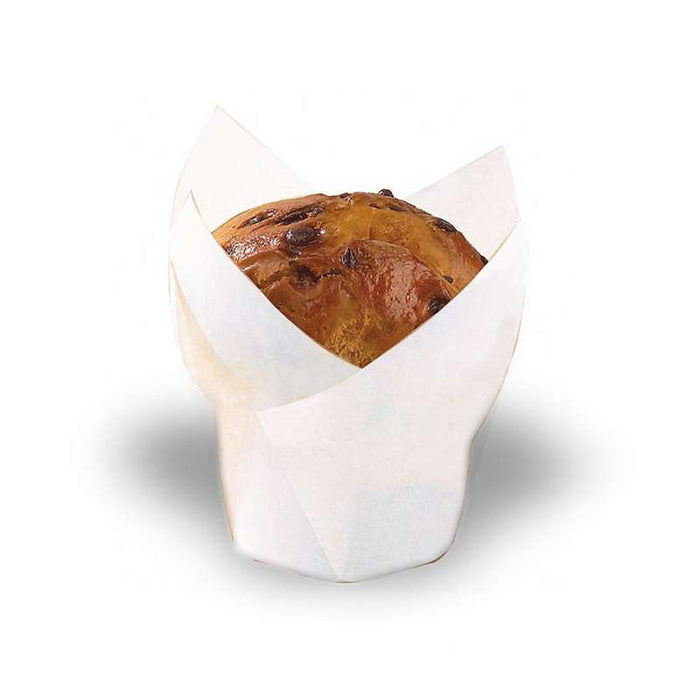 Caissette de cuisson forme tulipe en papier blanc siliconé   H95mm-1000Pcs