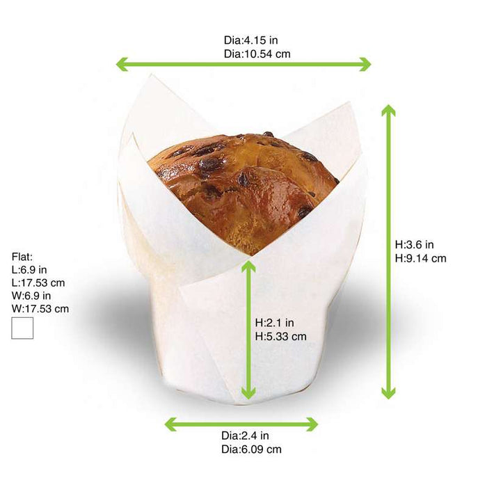 Caissette de cuisson forme tulipe en papier blanc siliconé   H95mm-1000Pcs