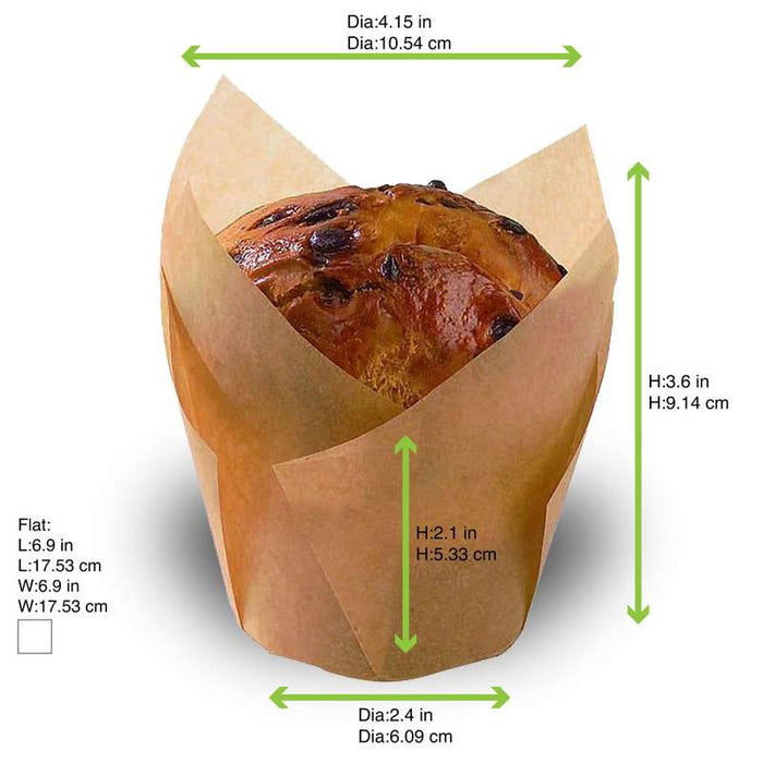 Caissette tulipe de cuisson en papier siliconé brun H90mm - 1000Pcs