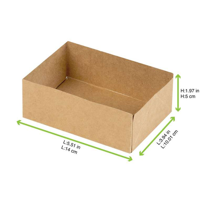Boite pâtissière carton brun sans couvercle  140x100mm H50mm - 100Pcs