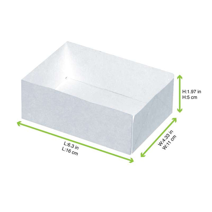 Boîte pâtissière en carton blanc sans couvercle 160x110mm H50mm - 100Pcs