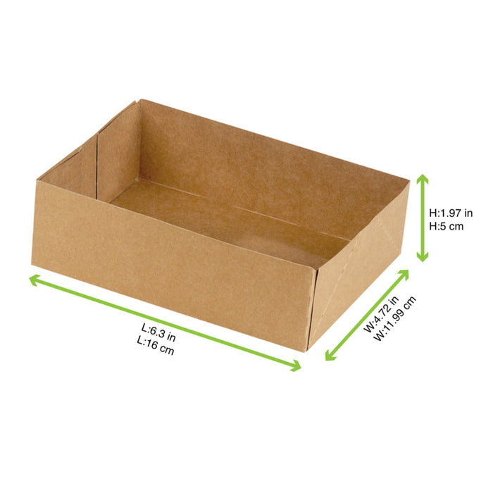 Boite pâtissière carton brun sans couvercle  160x120mm H50mm - 100Pcs