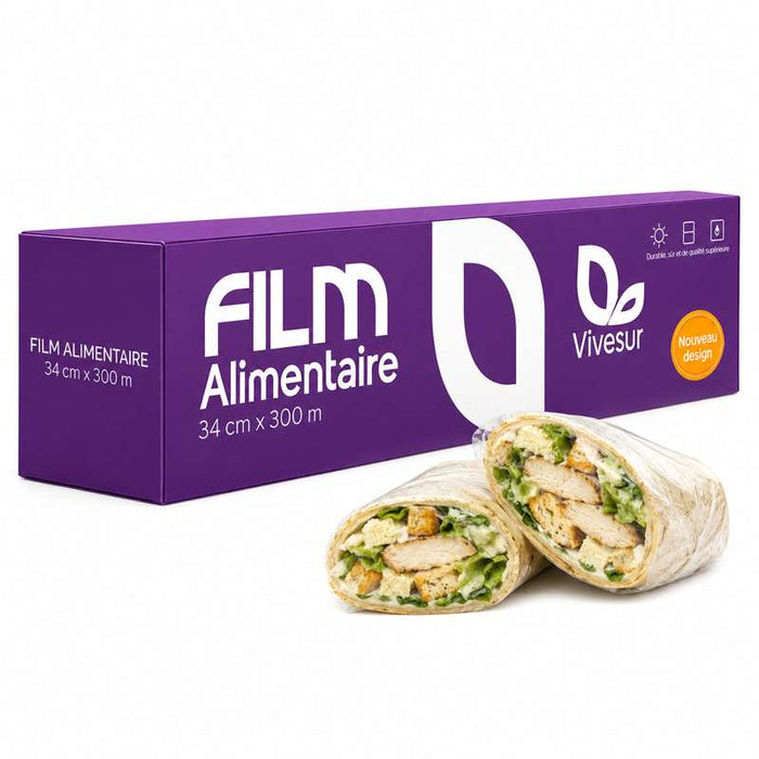 Film alimentaire étirable PVC en boîte distributrice Zip Cut 300mm x 300m - 6Pcs