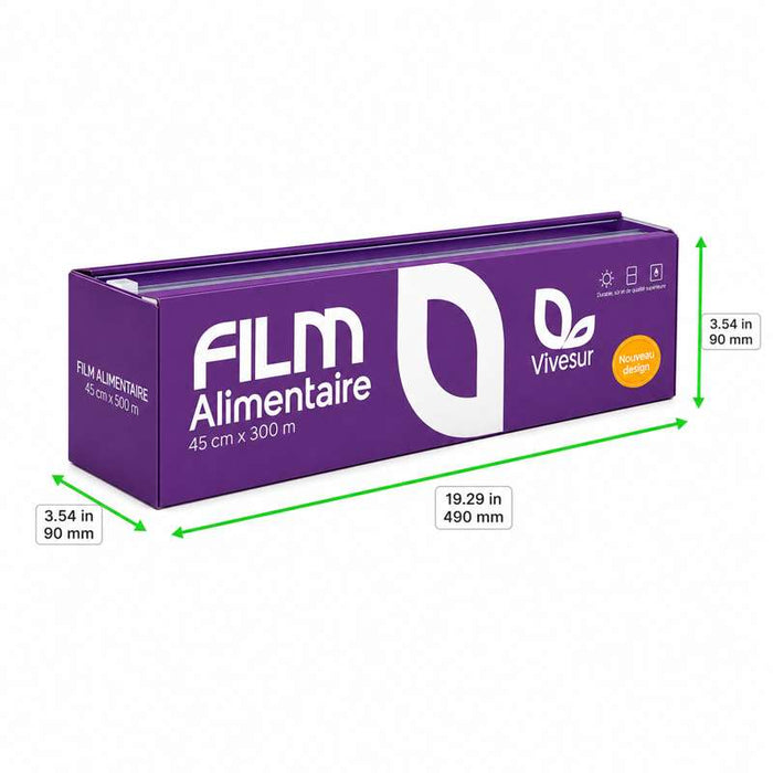 Film étirable PVC en boîte distributrice Zip Cut 450mm x 300m - 6Pcs