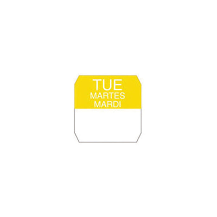 Étiquette jour "mardi" jaune en rouleau 25x25mm - 1000Pcs