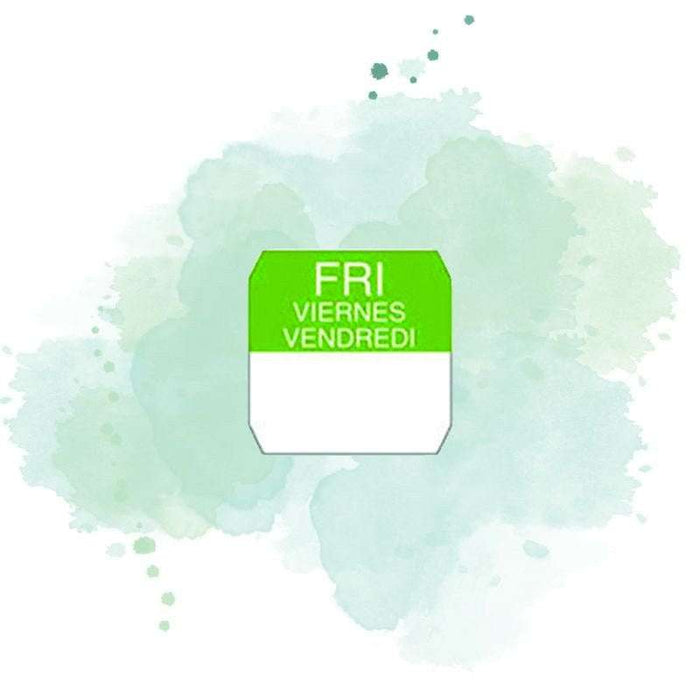 Étiquette jour vendredi verte en rouleau 25x25mm - 1000Pcs