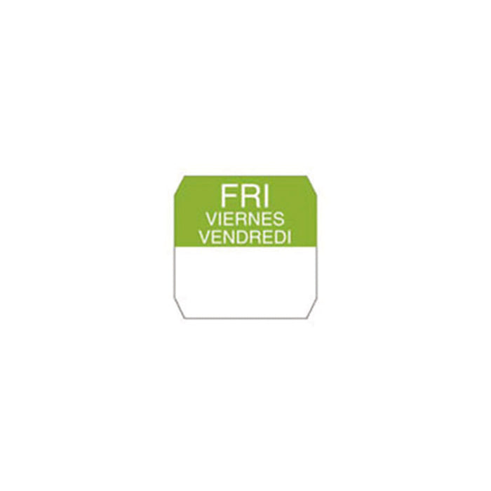 Étiquette jour vendredi verte en rouleau 25x25mm - 1000Pcs