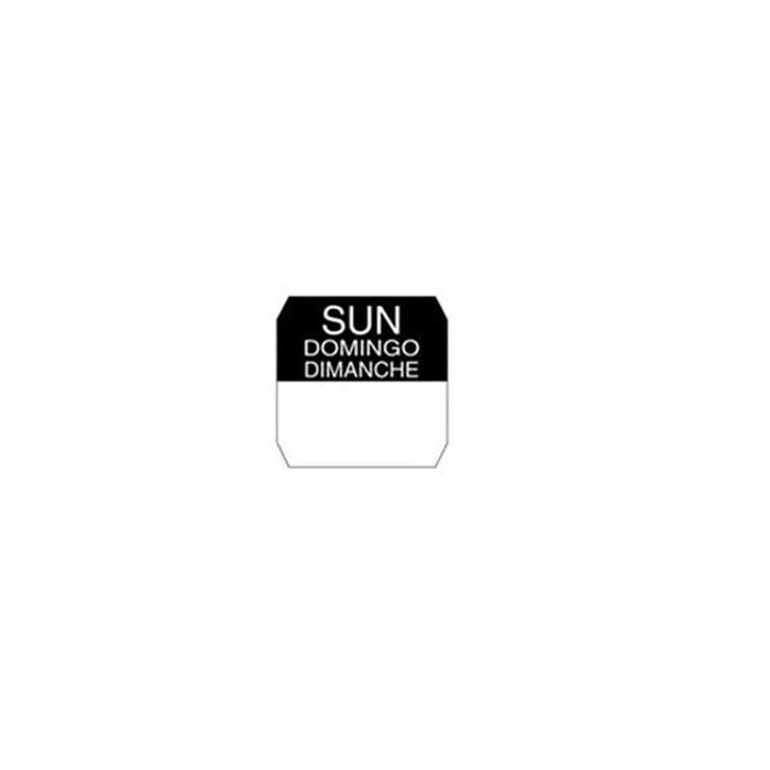 Étiquette soluble noire "Dimanche" en rouleau 25x25mm - 1000Pcs