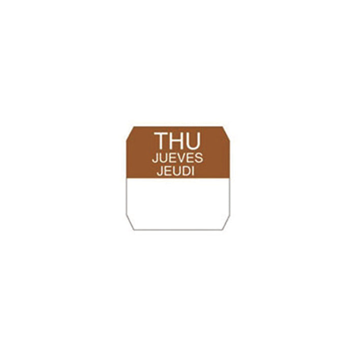 Étiquettes hydrosolubles HACCP du jeudi en rouleau, coloris marron 25x25mm - 1000Pcs