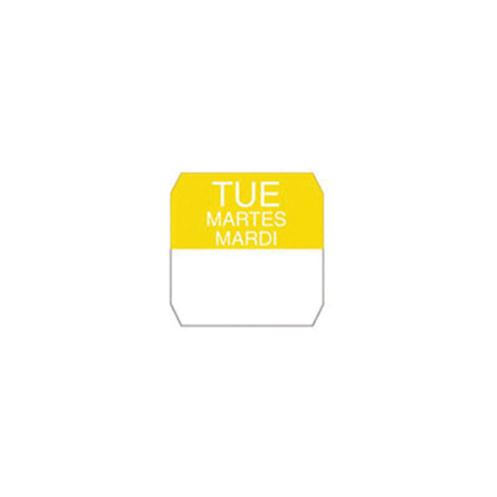 Étiquettes solubles jaunes "Mardi" en rouleau 25x25mm - 1000Pcs