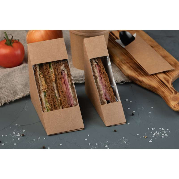 Triangle sandwich kraft simple à fenêtre  52x123mm H123mm-500Pcs
