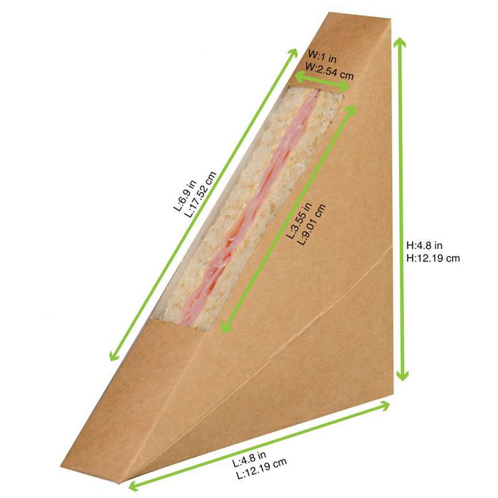Triangle sandwich kraft simple à fenêtre  26x123mm H123mm-500Pcs