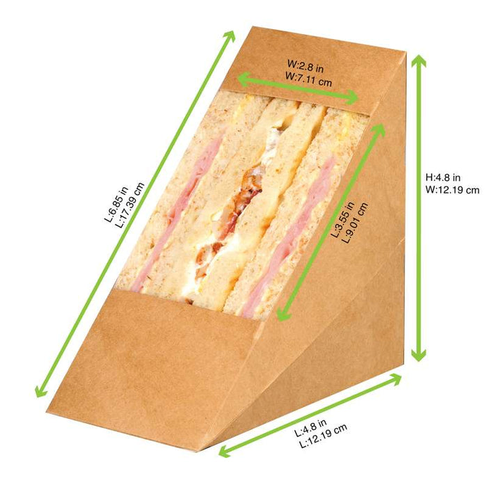 Triangle sandwich kraft double à fenêtre  72x123mm H123mm-500Pcs