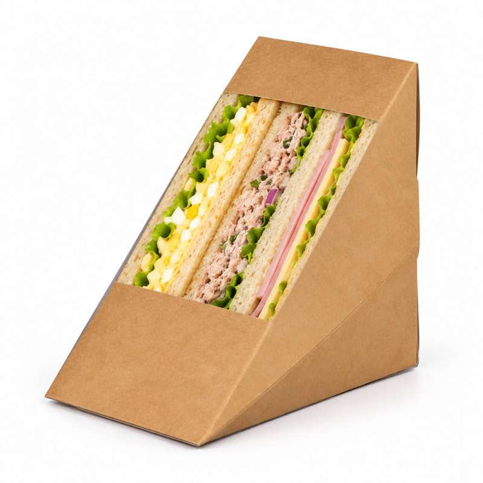 Triangle sandwich kraft triple à fenêtre  82x123mm H123mm-500Pcs