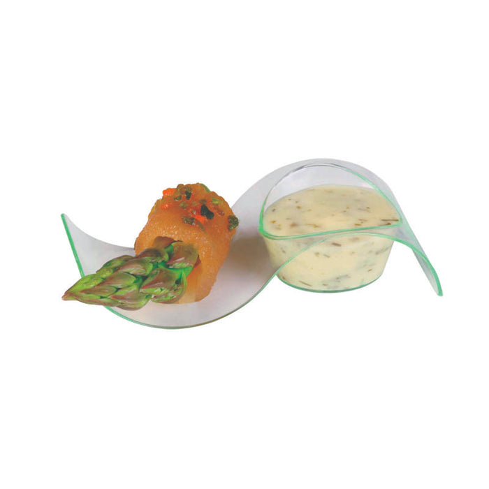 Mise en bouche  pot vague plastique PS vert transparente ?Gizmo?  100x40mm H24mm-200Pcs