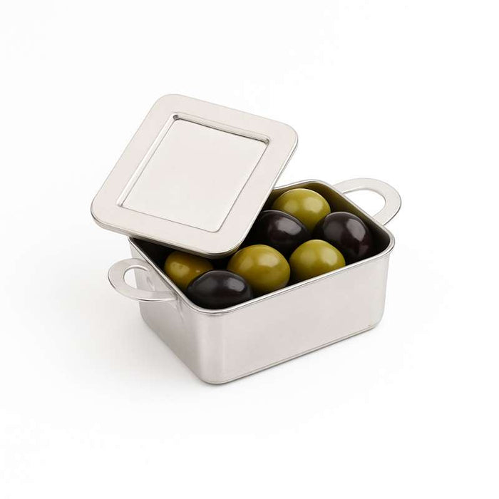 Mini marmite plastique PS argentée avec couvercle "Loukia"  95x53mm H35mm-144Pcs