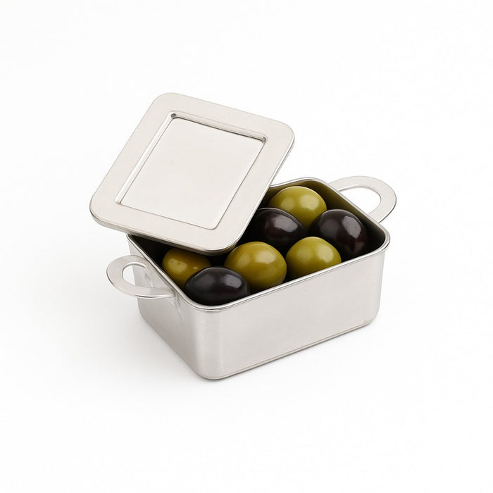 Mini marmite plastique PS argentée avec couvercle "Loukia"  95x53mm H35mm-144Pcs