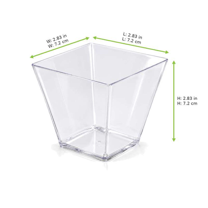 Verrine carrée transparente "Quadra" en PS, sans couvercle 72x72mm H72mm 200ml - 576Pcs