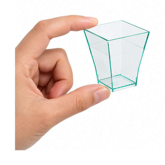 Verrine "Taïti" pyramidale verte en PS 45x45mm H55mm 60ml - 600Pcs