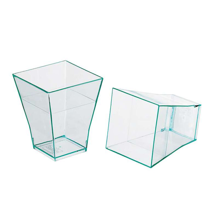 Verrine "Taïti" pyramidale verte en PS 45x45mm H55mm 60ml - 600Pcs