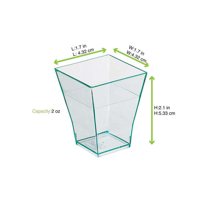Verrine "Taïti" pyramidale verte en PS 45x45mm H55mm 60ml - 600Pcs