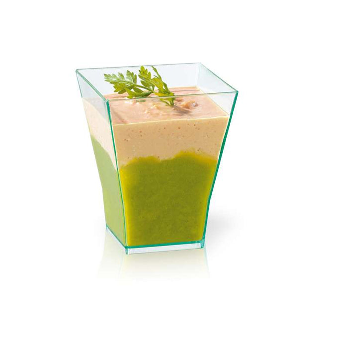 Verrine "Taïti" pyramidale verte en PS 45x45mm H55mm 60ml - 600Pcs