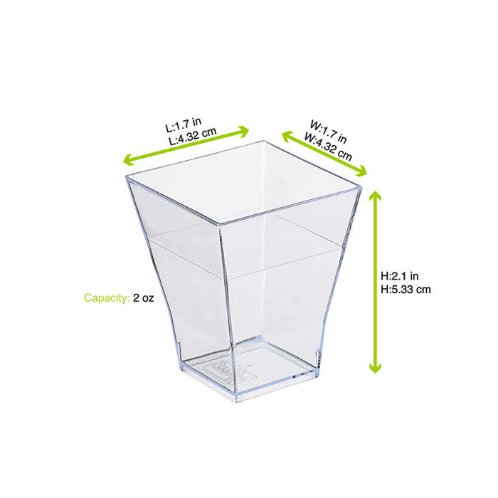 Verrine pyramidale plastique PS transparente ?Taïti?  45x45mm H55mm 60ml - 600Pcs