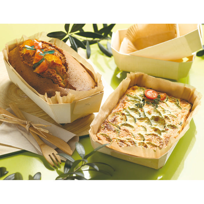 Moule "Juliette" en bois avec caissette papier 190x105mm H60mm 750ml - 80Pcs