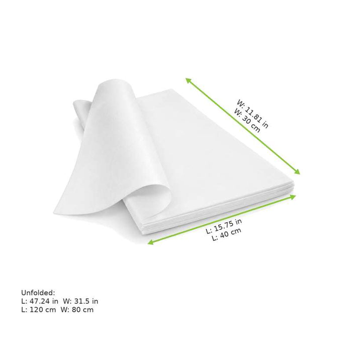 Nappe en papier blanc livrée pliée 800x1200mm - 200Pcs