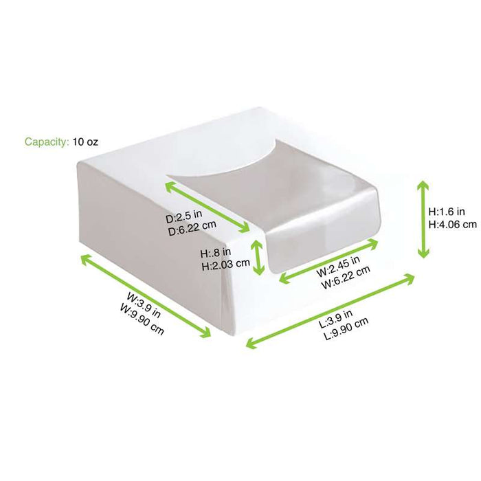 Boîte pâtissière carton blanc avec couvercle attaché à fenêtre 100x100mm H40mm - 420Pcs