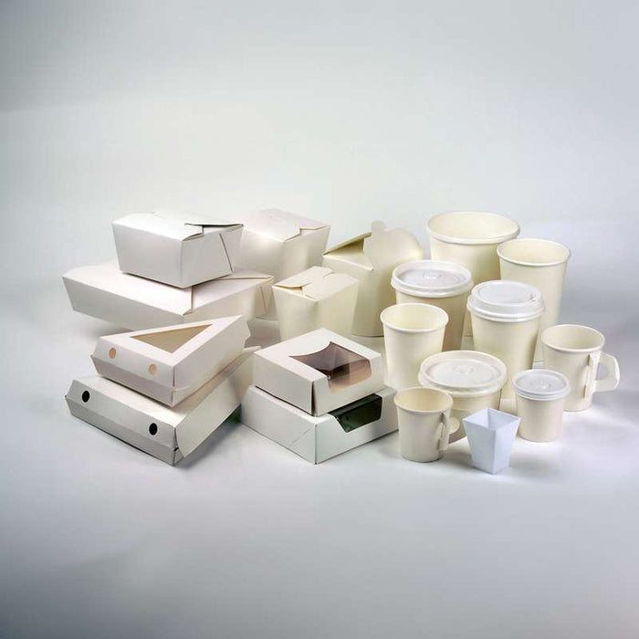 Boîte pâtissière carton blanc avec couvercle attaché à fenêtre 140x140mm H40mm - 180Pcs